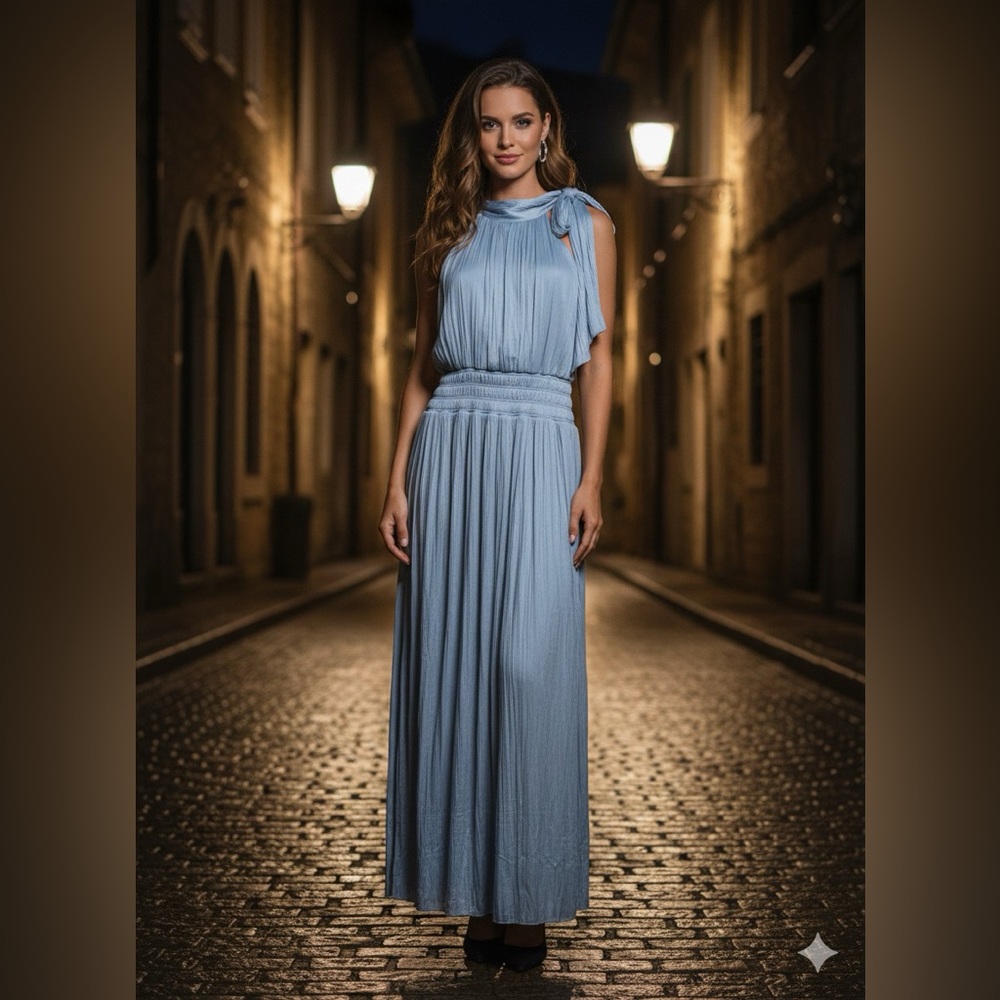 BCBGMaxAzria Light Blue One-Shoulder Dress